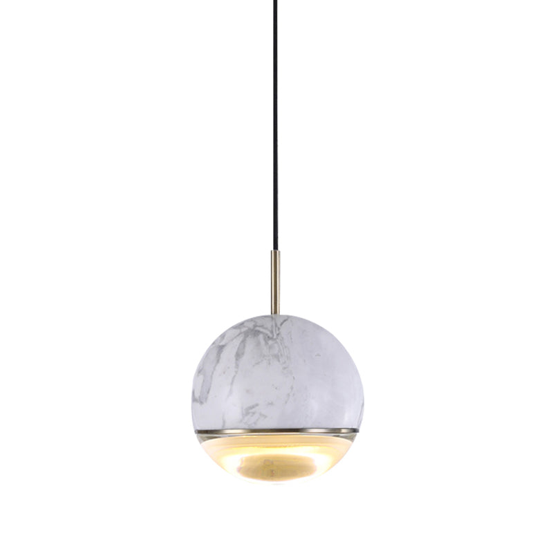 Dome Pendant Light Simplicity Marble Single-Bulb Dining Room Suspension Light Fixture White 6" Clearhalo 'Ceiling Lights' 'Glass shade' 'Glass' 'Modern Pendants' 'Modern' 'Pendant Lights' 'Pendants' Lighting' 2205309