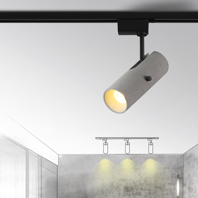 Modern Cylinder Shade Semi Flush Cement Dining Room Flush Mount Spotlight in Grey Grey Clearhalo 'Ceiling Lights' 'Close To Ceiling Lights' 'Close to ceiling' 'Semi-flushmount' Lighting' 2205317
