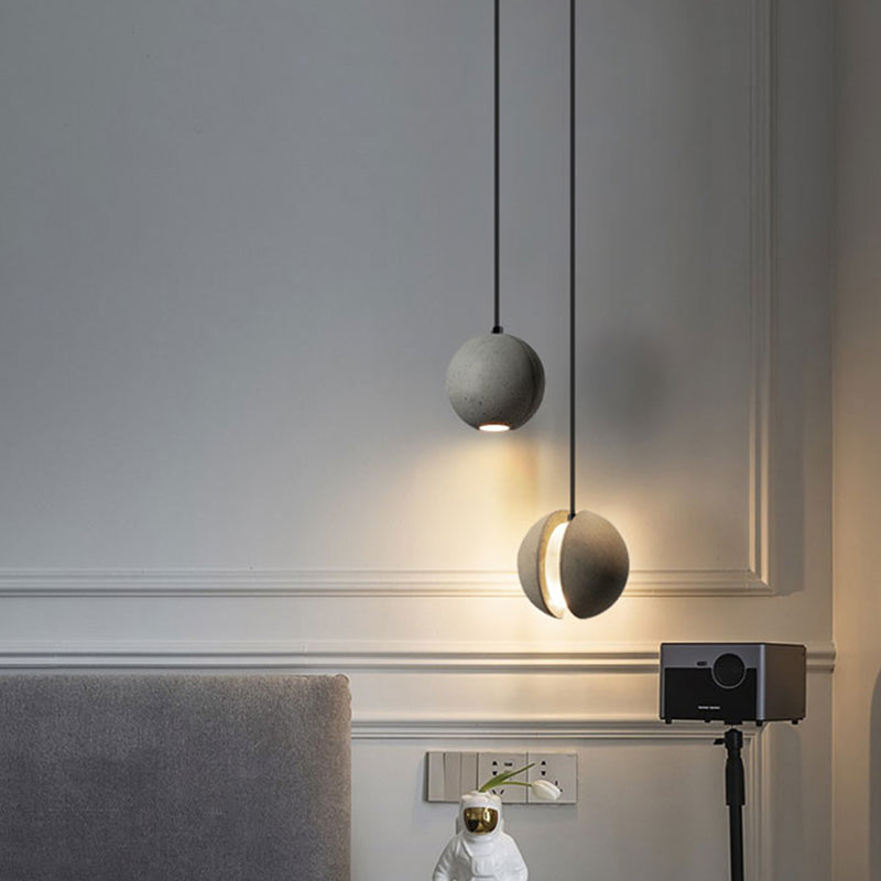 Cement Round Shade Ceiling Light Modern Style 1 Bulb Grey Hanging Lamp for Restaurant Clearhalo 'Ceiling Lights' 'Modern Pendants' 'Modern' 'Pendant Lights' 'Pendants' Lighting' 2205321