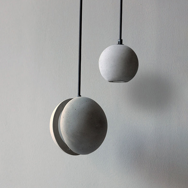 Cement Round Shade Ceiling Light Modern Style 1 Bulb Grey Hanging Lamp for Restaurant Clearhalo 'Ceiling Lights' 'Modern Pendants' 'Modern' 'Pendant Lights' 'Pendants' Lighting' 2205323