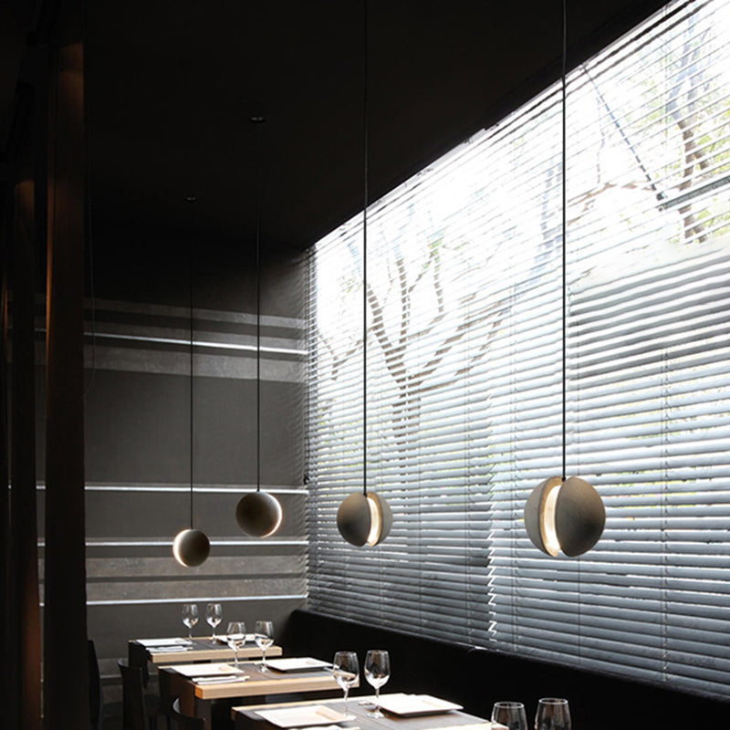 Cement Round Shade Ceiling Light Modern Style 1 Bulb Grey Hanging Lamp for Restaurant Clearhalo 'Ceiling Lights' 'Modern Pendants' 'Modern' 'Pendant Lights' 'Pendants' Lighting' 2205325