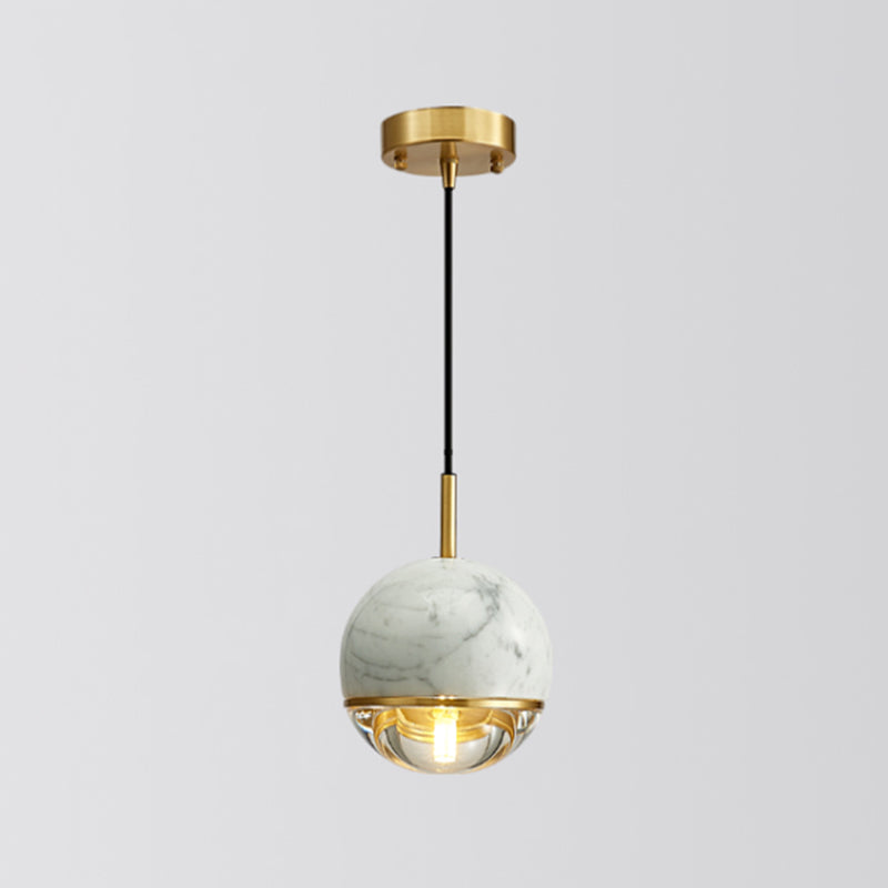 Shaded Dining Room Suspension Lighting Marble 1 Head Minimalistic Pendant Ceiling Light White Globe Clearhalo 'Ceiling Lights' 'Lighting' 'Pendant Lights' 2205344_bc255470-df7e-4d99-a83a-00a9a29d08cc