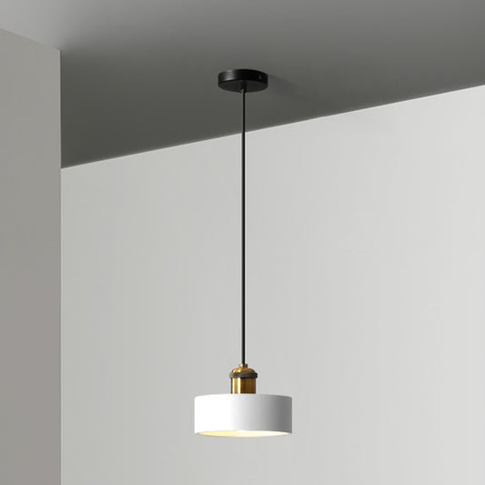 Simple Geometric Shade Pendant Light Resin-Cement Single Dining Room Suspension Light Fixture White Drum Clearhalo 'Ceiling Lights' 'Modern Pendants' 'Modern' 'Pendant Lights' 'Pendants' Lighting' 2205364
