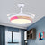 Wood Circular Semi Flush Mount Light Nordic Style LED Yellow/Pink Ceiling Fan Light with Acrylic Diffuser Pink Clearhalo 'Ceiling Fans with Lights' 'Ceiling Fans' 'Kids Ceiling Fans' 'Kids' Lighting' 220536