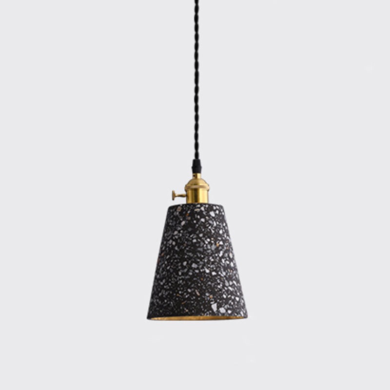 Geometric Dining Room Suspension Lighting Terrazzo 1��Head Minimalistic Pendant Ceiling Light Black Cone Clearhalo 'Ceiling Lights' 'Modern Pendants' 'Modern' 'Pendant Lights' 'Pendants' Lighting' 2205389