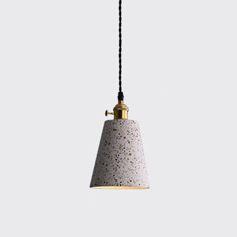 Geometric Dining Room Suspension Lighting Terrazzo 1��Head Minimalistic Pendant Ceiling Light White Cone Clearhalo 'Ceiling Lights' 'Modern Pendants' 'Modern' 'Pendant Lights' 'Pendants' Lighting' 2205391