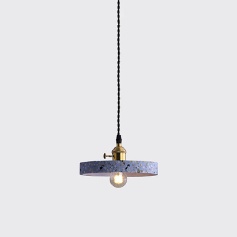 Geometric Dining Room Suspension Lighting Terrazzo 1 Head Minimalistic Pendant Ceiling Light Blue Round Clearhalo 'Ceiling Lights' 'Lighting' 'Pendant Lights' 2205392_36ebeb81-757c-41e9-985e-1223de623a1e