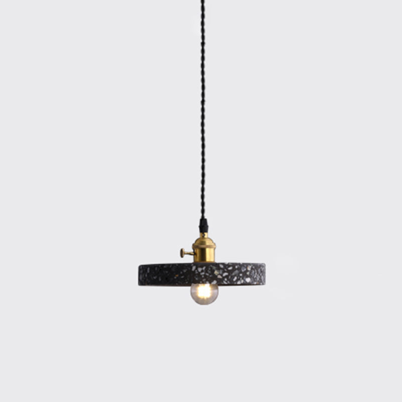 Geometric Dining Room Suspension Lighting Terrazzo 1 Head Minimalistic Pendant Ceiling Light Black Round Clearhalo 'Ceiling Lights' 'Lighting' 'Pendant Lights' 2205396_7af454c8-0dd6-48ce-9486-27f8265f800b
