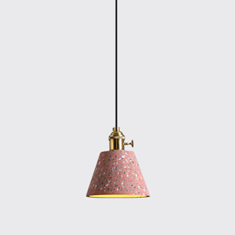 Geometric Dining Room Suspension Lighting Terrazzo 1��Head Minimalistic Pendant Ceiling Light Red Barrel Clearhalo 'Ceiling Lights' 'Modern Pendants' 'Modern' 'Pendant Lights' 'Pendants' Lighting' 2205403
