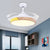 Wood Circular Semi Flush Mount Light Nordic Style LED Yellow/Pink Ceiling Fan Light with Acrylic Diffuser Yellow Clearhalo 'Ceiling Fans with Lights' 'Ceiling Fans' 'Kids Ceiling Fans' 'Kids' Lighting' 220541
