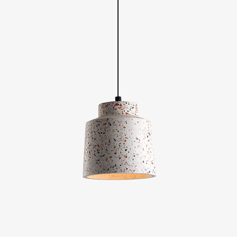 Terrazzo Geometric Suspension Light Minimalistic 1-Light Pendant Light for Dining Room Light Gray Long Column Clearhalo 'Ceiling Lights' 'Modern Pendants' 'Modern' 'Pendant Lights' 'Pendants' Lighting' 2205442