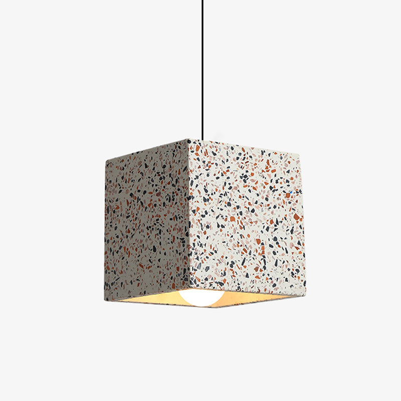 Terrazzo Geometric Suspension Light Minimalistic 1-Light Pendant Light for Dining Room Grey Geometric Clearhalo 'Ceiling Lights' 'Modern Pendants' 'Modern' 'Pendant Lights' 'Pendants' Lighting' 2205443