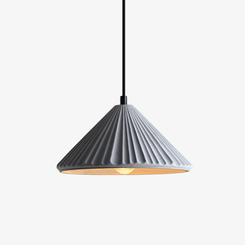 Conical Bedside Ceiling Light Ribbed Cement 1 Bulb Modern Style Hanging Lamp for Dining Room Grey Clearhalo 'Ceiling Lights' 'Lighting' 'Pendant Lights' 2205446_9a079da3-4142-4bda-a5d0-8dafdc806324