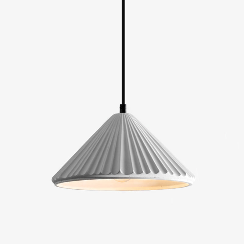 Conical Bedside Ceiling Light Ribbed Cement 1 Bulb Modern Style Hanging Lamp for Dining Room White Clearhalo 'Ceiling Lights' 'Lighting' 'Pendant Lights' 2205447_5f7df84f-0e73-4bbb-b402-b624c78dad01