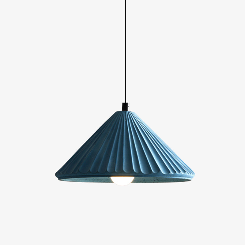 Conical Bedside Ceiling Light Ribbed Cement 1 Bulb Modern Style Hanging Lamp for Dining Room Blue Clearhalo 'Ceiling Lights' 'Lighting' 'Pendant Lights' 2205449_797b38c0-34fe-4267-b1d2-044db5a2e983
