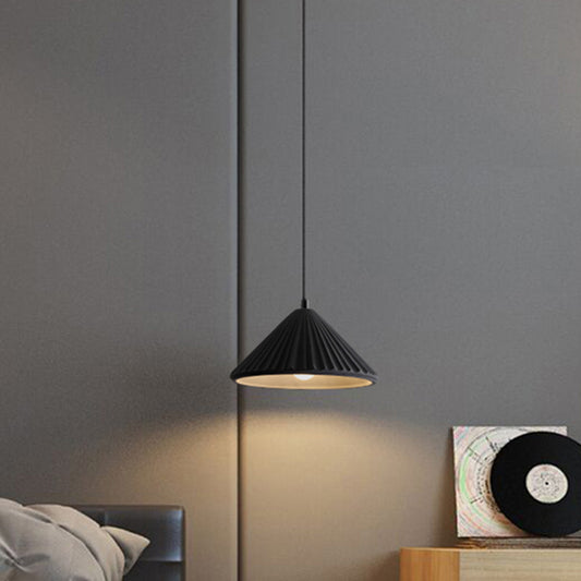Conical Bedside Ceiling Light Ribbed Cement 1 Bulb Modern Style Hanging Lamp for Dining Room Clearhalo 'Ceiling Lights' 'Lighting' 'Pendant Lights' 2205450_49de8174-b4c6-4517-bb95-aa70473dd65b