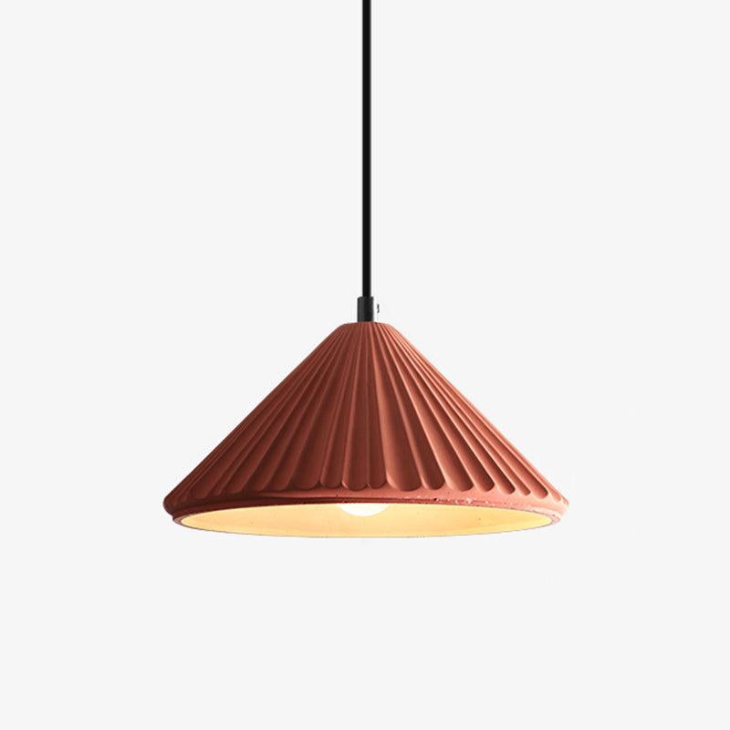 Conical Bedside Ceiling Light Ribbed Cement 1 Bulb Modern Style Hanging Lamp for Dining Room Orange Clearhalo 'Ceiling Lights' 'Lighting' 'Pendant Lights' 2205451_77a524e8-d311-4ef5-b499-c050842ef9fa