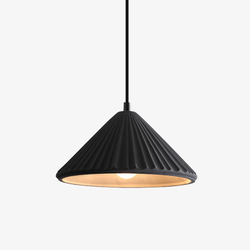 Conical Bedside Ceiling Light Ribbed Cement 1 Bulb Modern Style Hanging Lamp for Dining Room Black Clearhalo 'Ceiling Lights' 'Lighting' 'Pendant Lights' 2205452_a6be7a93-1406-4785-a660-2a9ed0142687
