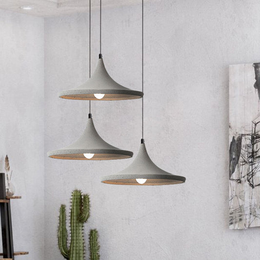 Cone Suspension Lighting Simplicity Cement 1 Head Dining Room Pendant Ceiling Light in Grey Clearhalo 'Ceiling Lights' 'Lighting' 'Pendant Lights' 2205453_1f16ca04-2e9d-49b7-afbe-18a178759db6