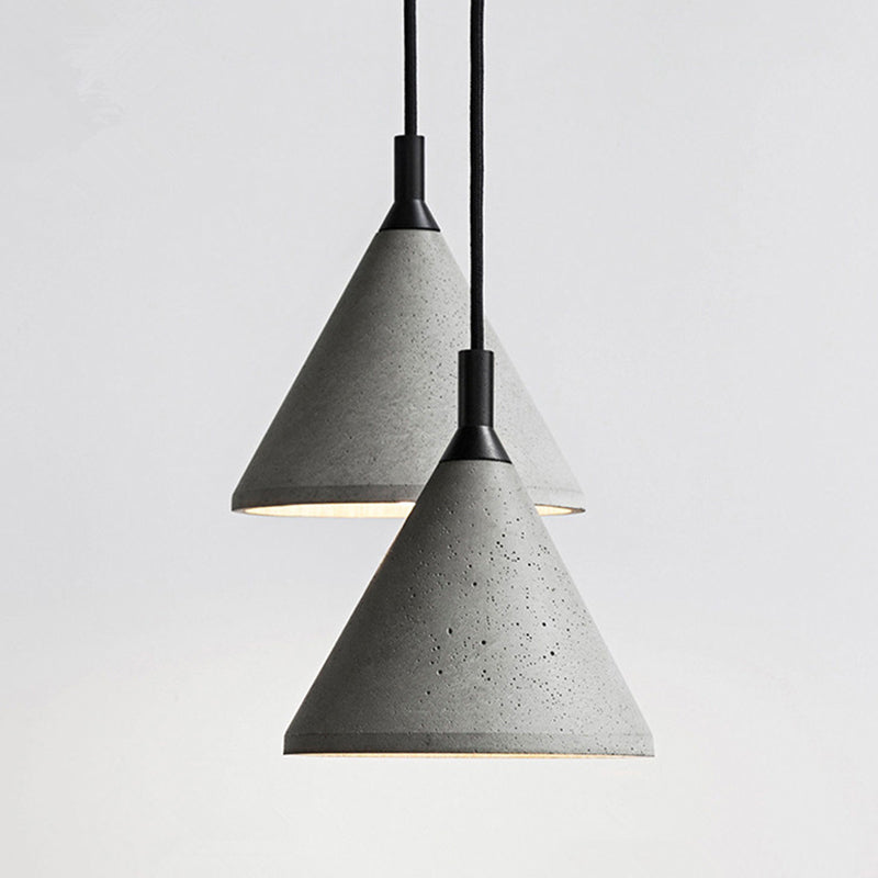 Nordic Style Conical Suspension Light Cement 1-Light Dining Room Pendant Light Fixture in Grey Clearhalo 'Ceiling Lights' 'Modern Pendants' 'Modern' 'Pendant Lights' 'Pendants' Lighting' 2205468