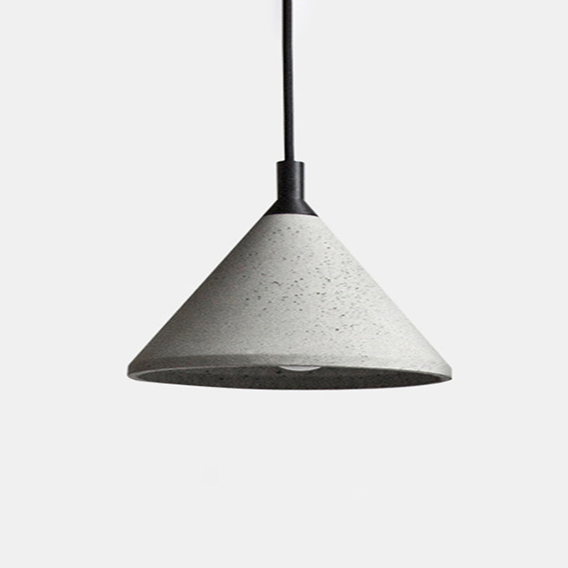 Nordic Style Conical Suspension Light Cement 1-Light Dining Room Pendant Light Fixture in Grey Grey 12" Clearhalo 'Ceiling Lights' 'Modern Pendants' 'Modern' 'Pendant Lights' 'Pendants' Lighting' 2205472