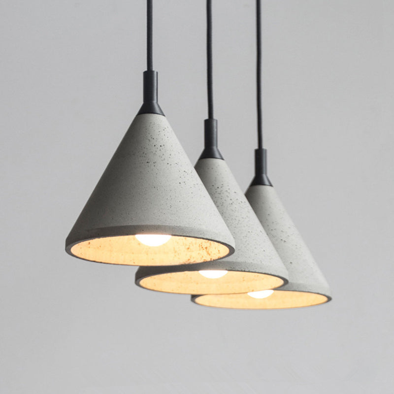 Nordic Style Conical Suspension Light Cement 1-Light Dining Room Pendant Light Fixture in Grey Clearhalo 'Ceiling Lights' 'Modern Pendants' 'Modern' 'Pendant Lights' 'Pendants' Lighting' 2205473