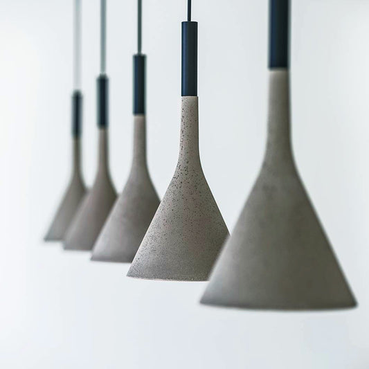 Funnel Dining Room Suspension Lighting Cement 1 Head Minimalist Pendant Ceiling Light in Grey Clearhalo 'Ceiling Lights' 'Lighting' 'Pendant Lights' 2205488_21eedebd-9301-4387-84b6-197b7ea10d1d