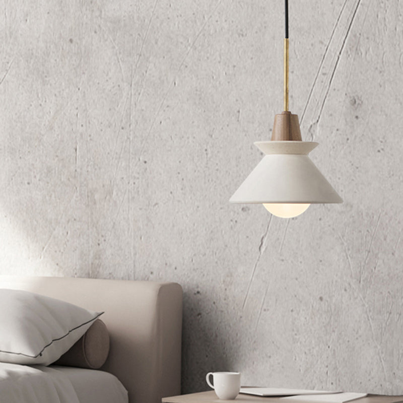 Bowl Shade Ceiling Light Simplicity Cement Single Dining Room Hanging Pendant Light in White Clearhalo 'Ceiling Lights' 'Modern Pendants' 'Modern' 'Pendant Lights' 'Pendants' Lighting' 2205494