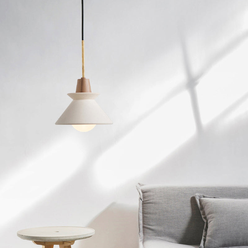 Bowl Shade Ceiling Light Simplicity Cement Single Dining Room Hanging Pendant Light in White Clearhalo 'Ceiling Lights' 'Modern Pendants' 'Modern' 'Pendant Lights' 'Pendants' Lighting' 2205495