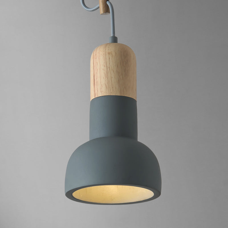 Flashlight Shaped Dining Room Hanging Lamp Cement 1 Head Minimalist Ceiling Lighting Grey Clearhalo 'Ceiling Lights' 'Lighting' 'Pendant Lights' 2205515_f927fab1-66fb-41b7-80fc-1cd9818d3b0a