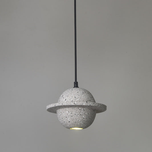 Planet Shaped LED Hanging Lamp Cement Single-Bulb Bedroom Pendant Lighting Fixture Grey Clearhalo 'Ceiling Lights' 'Modern Pendants' 'Modern' 'Pendant Lights' 'Pendants' Lighting' 2205557