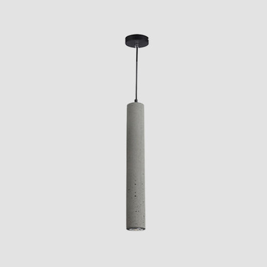 Minimalist Tube Shaped Hanging Lamp Cement Single-Bulb Dining Room Ceiling Lighting in Grey Clearhalo 'Ceiling Lights' 'Modern Pendants' 'Modern' 'Pendant Lights' 'Pendants' Lighting' 2205562
