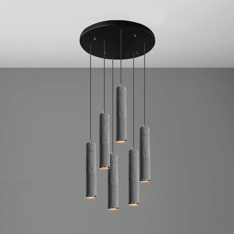Cylinder Dining Room Ceiling Light Cement Nordic Style Hanging Pendant Light in Grey 6 Grey Small Clearhalo 'Ceiling Lights' 'Modern Pendants' 'Modern' 'Pendant Lights' 'Pendants' Lighting' 2205583