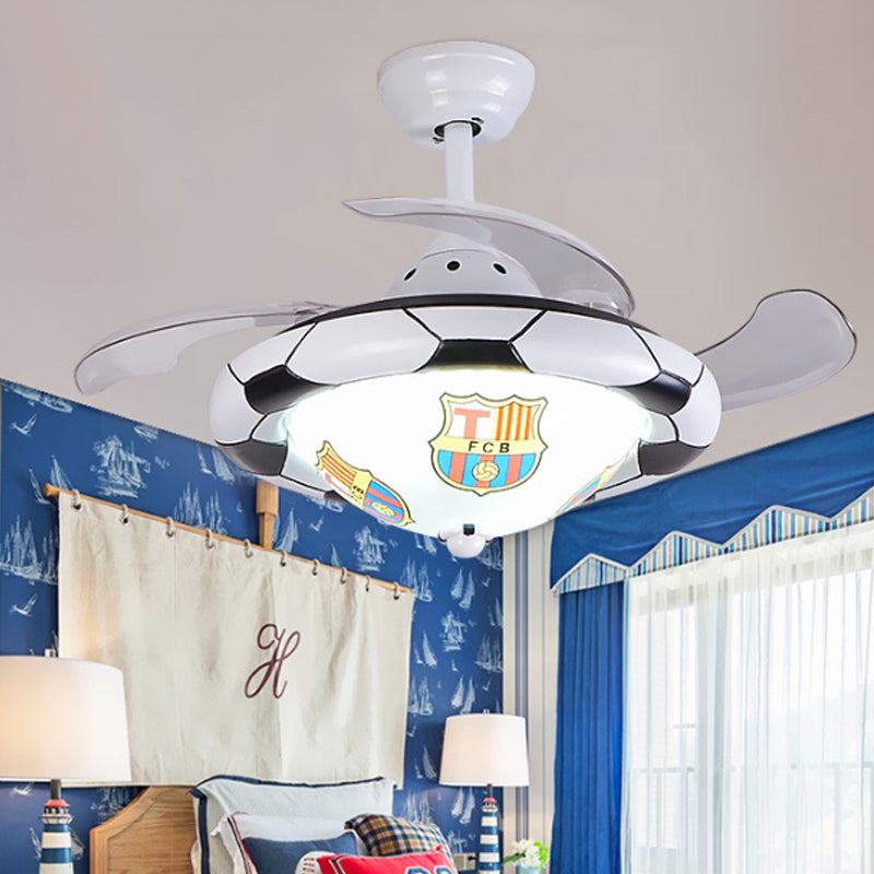 Blue/White Round Shaped Ceiling Fan Light Kids LED Resin Ceiling Mounted Light with Frosted Glass Shade Clearhalo 'Ceiling Fans with Lights' 'Ceiling Fans' 'Kids Ceiling Fans' 'Kids' Lighting' 220559