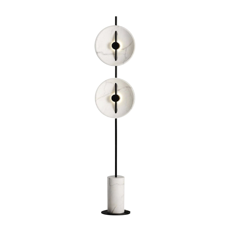Marble Disc LED Stand Up Lamp Minimalistic White Floor Lighting with Cylindrical Base Clearhalo 'Floor Lamps' 'Lamps' Lighting' 2205594