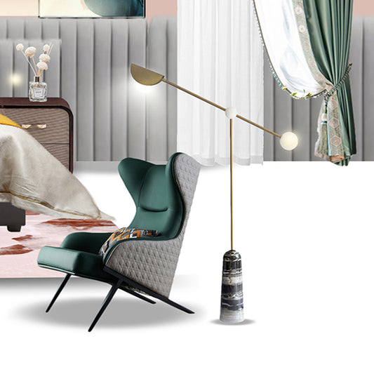 Elongated Arm Floor Light Post-Modern Metallic Living Room LED Standing Lamp with Marble Base in Gold Clearhalo 'Floor Lamps' 'Lamps' Lighting' 2205603