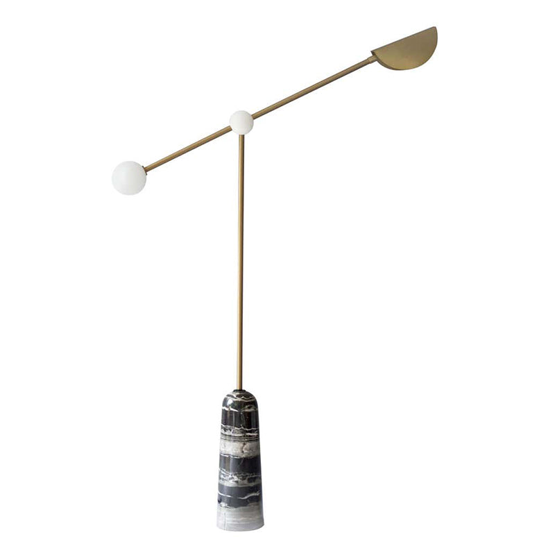 Elongated Arm Floor Light Post-Modern Metallic Living Room LED Standing Lamp with Marble Base in Gold Clearhalo 'Floor Lamps' 'Lamps' Lighting' 2205604