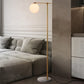 Flat Round Living Room Floor Lamp Marble 1-Light Minimalistic Standing Lighting with Dome Shade Clearhalo 'Floor Lamps' 'Lamps' Lighting' 2205616