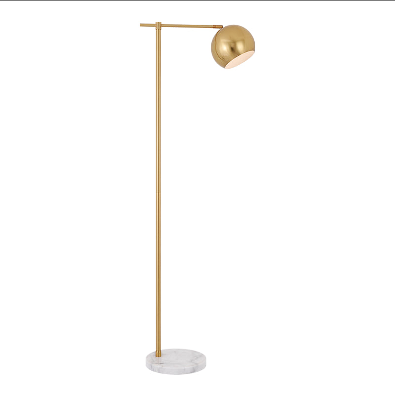 Flat Round Living Room Floor Lamp Marble 1-Light Minimalistic Standing Lighting with Dome Shade Clearhalo 'Floor Lamps' 'Lamps' Lighting' 2205622