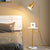 Metallic Flashlight Shaped Stand Up Lamp Post-Modern Single Bedside Floor Lighting with Tray and Marble Base White Clearhalo 'Floor Lamps' 'Lamps' Lighting' 2205636