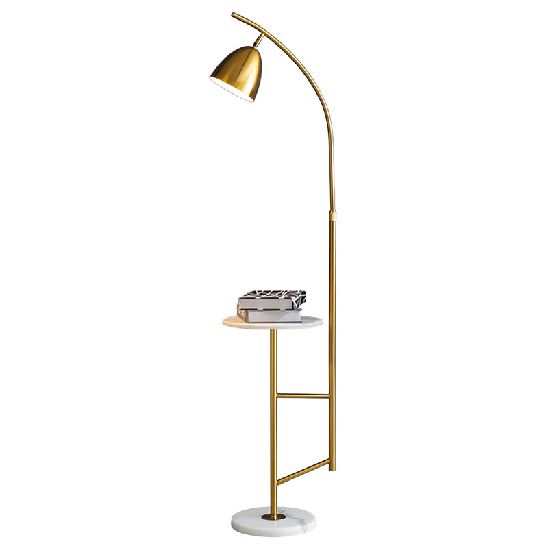 Bell Standing Light Simplicity Metal Single Living Room Floor Lamp with Tray and Marble Base Clearhalo 'Floor Lamps' 'Lamps' Lighting' 2205648