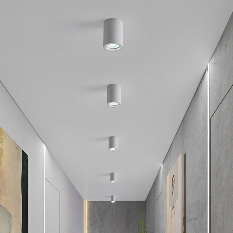 Cylinder Corridor Flush Ceiling Light Cement Minimalistic LED Flush Mount Lighting Fixture Clearhalo 'Ceiling Lights' 'Close To Ceiling Lights' 'Close to ceiling' 'Flush mount' Lighting' 2205662