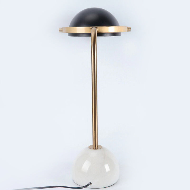 Nordic Style Dome Nightstand Lamp Metal 1-Light Bedside Table Lighting with Marble Base Clearhalo 'Lamps' 'Table Lamps' Lighting' 2205679