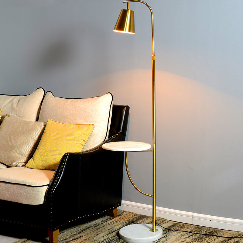Metal Bell Stand Up Lamp Nordic Style 1 Head Living Room Floor Lighting with Marble Base Clearhalo 'Floor Lamps' 'Lamps' Lighting' 2205714