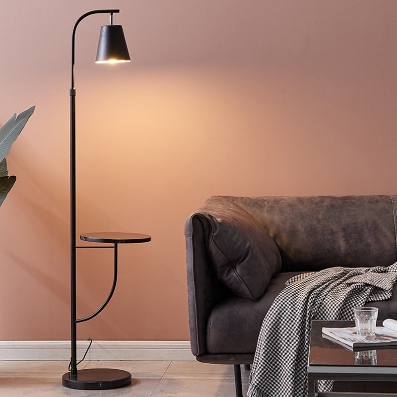Metal Bell Stand Up Lamp Nordic Style 1 Head Living Room Floor Lighting with Marble Base Black B Clearhalo 'Floor Lamps' 'Lamps' Lighting' 2205718