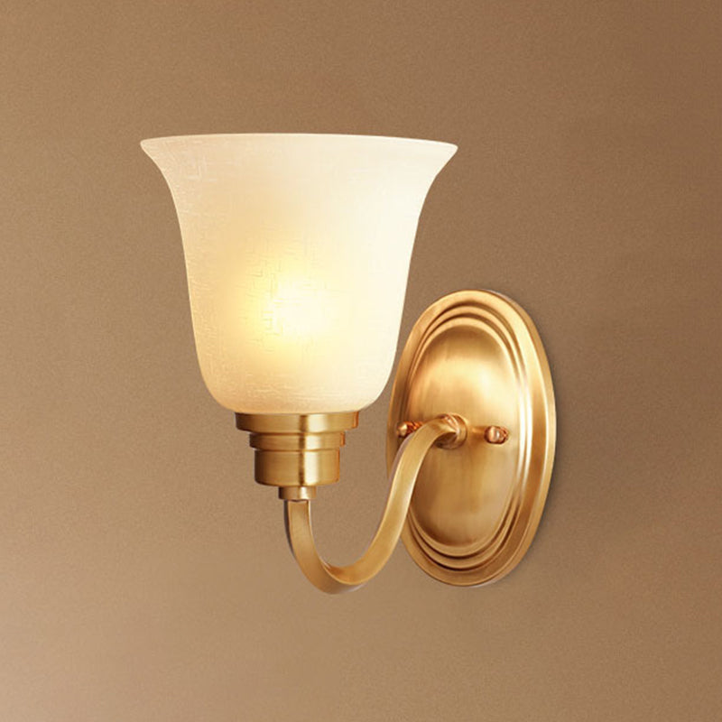 Traditional Shaded Wall Mount Lighting Single-Bulb Glass Wall Light Fixture in Gold Gold D Clearhalo 'Wall Lamps & Sconces' 'Wall Lights' Lighting' 2205730