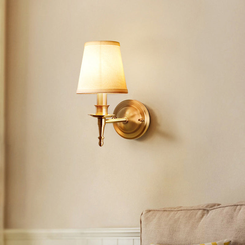 Traditional Shaded Wall Mount Lighting Single-Bulb Glass Wall Light Fixture in Gold Gold A Clearhalo 'Wall Lamps & Sconces' 'Wall Lights' Lighting' 2205732