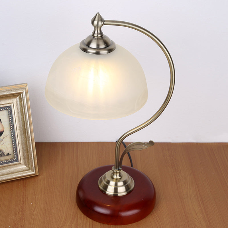 Brown Dome Table Lighting Traditional Frosted Glass Single-Bulb Living Room Nightstand Lamp Red Brown B Clearhalo 'Lamps' 'Table Lamps' Lighting' 2205768