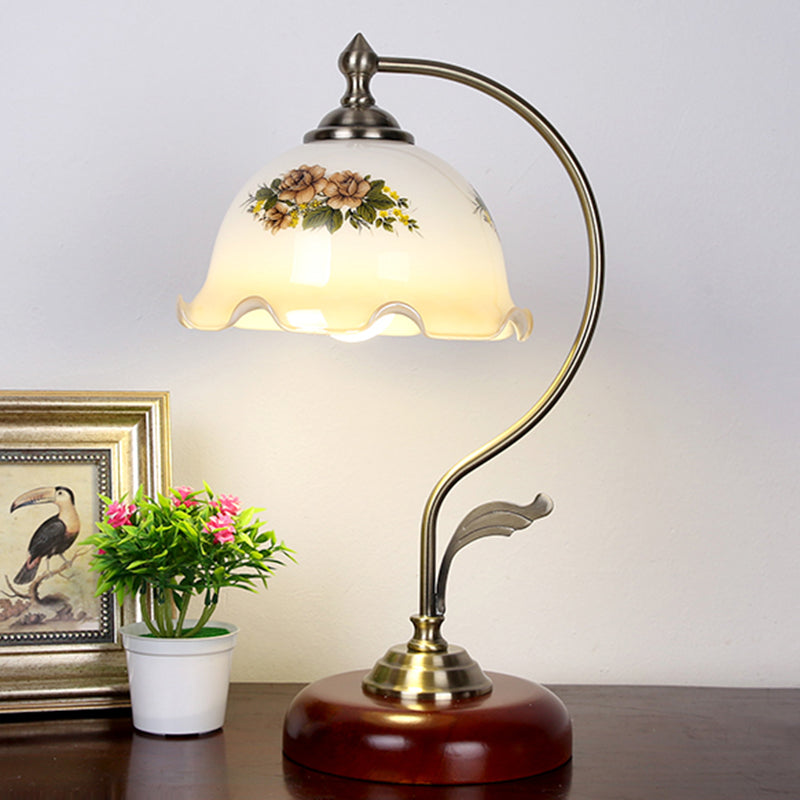 Brown Dome Table Lighting Traditional Frosted Glass Single-Bulb Living Room Nightstand Lamp Red Brown C Clearhalo 'Lamps' 'Table Lamps' Lighting' 2205771