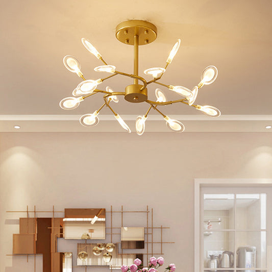 Metal Swirling Branch Chandelier Pendant Light Simplistic LED Hanging Light for Dining Room Clearhalo 'Ceiling Lights' 'Chandeliers' 'Clear' 'Industrial' 'Modern Chandeliers' 'Modern' 'Tiffany' 'Traditional Chandeliers' Lighting' 2205778